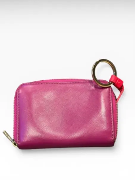 Tory Burch Pink Saffiano Leather Zip Coin Wallet Key Ring - Image 2