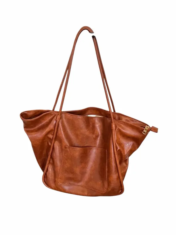 Classic Brown Vegan Leather Tote Bag – Timeless Everyday Carry - Image 5