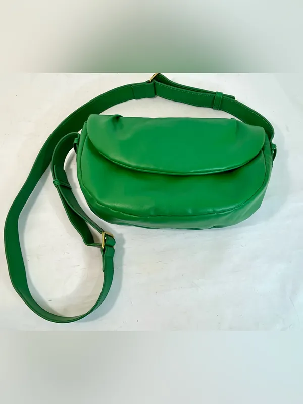 Free People Green Coney Vegan Crossbody, Soft Padded Crescent-Shaped Bag - Image 2