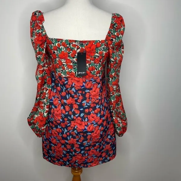 Nasty Gal- Red, Green, Black Steal the Show Floral Mini Dress - Image 2