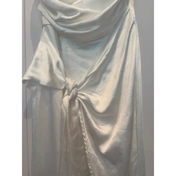 Selfie Leslie White Strapless Maxi‎ Dress Tie Front Formal Cocktail Party - Image 3