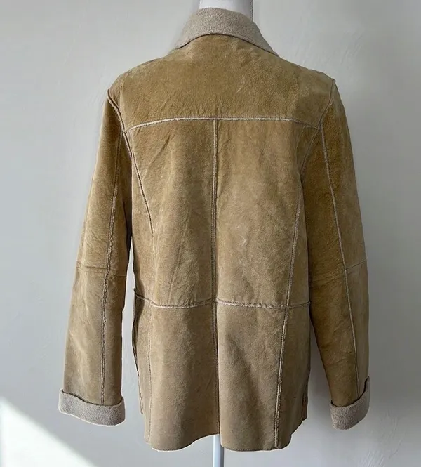Vintage Suede Leather Jacket Tan Size M - Image 4