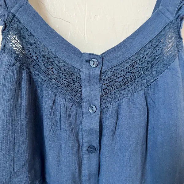 NWT American Eagle cropped blue ruffle top size M - Image 5