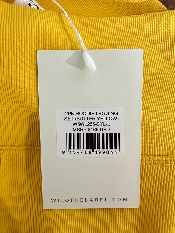 NWT WILO The Label Butter Yellow Ribbed High Rise Leggings L - Image 6