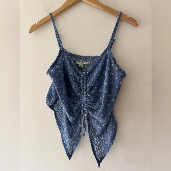 NEW!! American‎ Eagle Blue Floral AE Cinch-Front Cami - Image 2