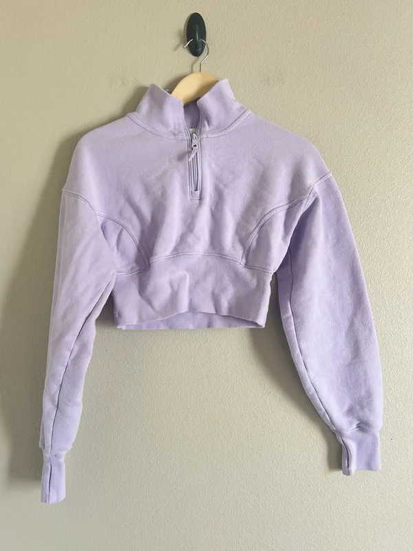 OFFLINE by Aerie Cropped Sweatshirt Quarter-Zip small - Image 3