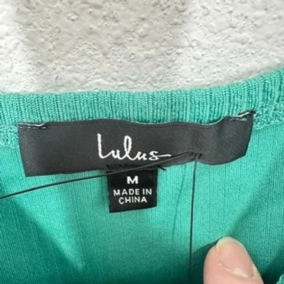 Lulus Ribbed V Neck Cropped Tank Top Teal‎ Green Size Medium NWT - Image 7