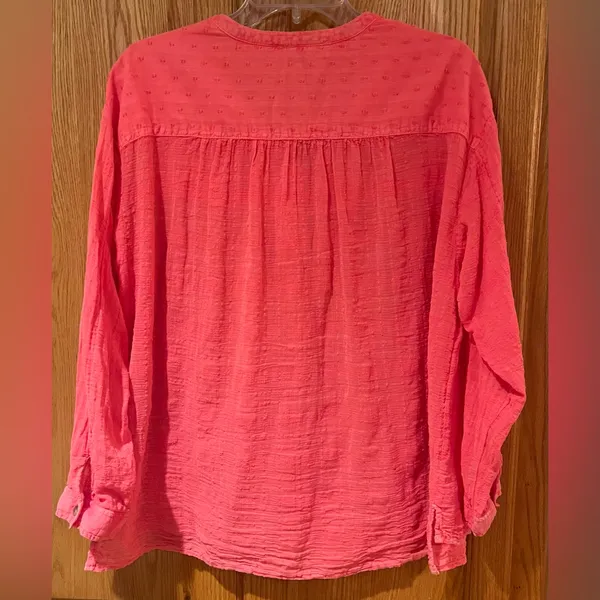 Anthropologie Pilcro Mila Draped Button Down‎ Top Shirt in Coral Size Medium - Image 10