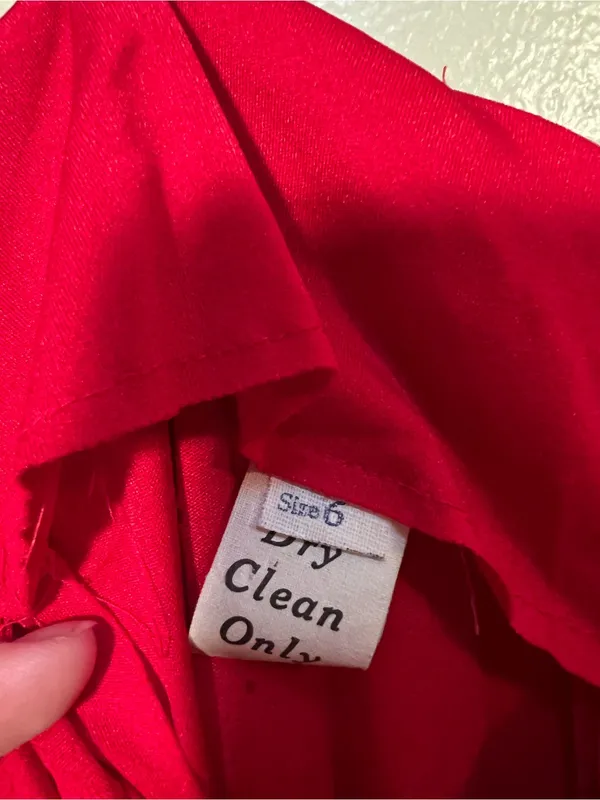 Vintage Women’s Sz 6 Midi Dress Sleeveless Red Square Neck A-Line Zip Back Union - Image 8
