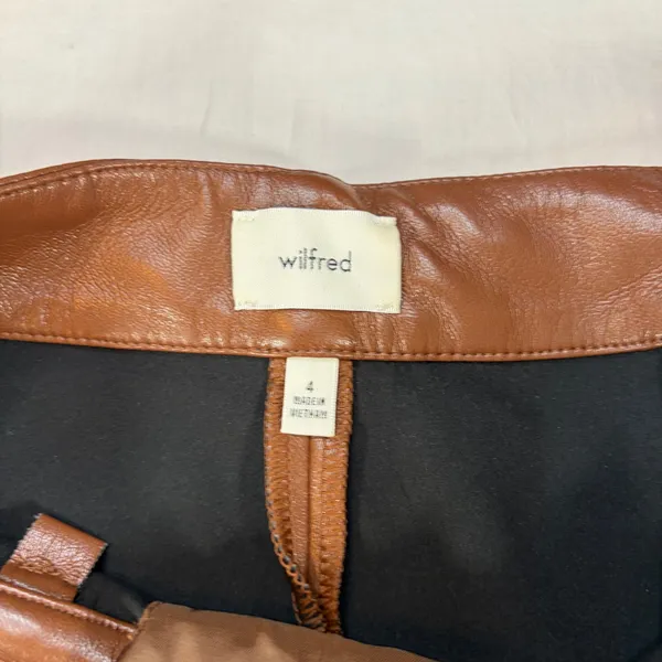 Wilfred Aritzia womens vegan leather Melina brown bootcut pants. Size 4. party - Image 2