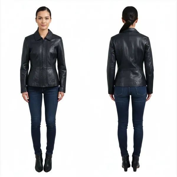 Wilsons Leather Pelle Studio Women Black Genuine‎ Leather Jacket Size S - Image 2