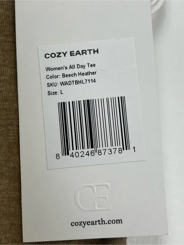 Cozy Earth Women’s All Day Tee Tan Beech Heather Large Short Sleeve Shirt NEW - Image 4