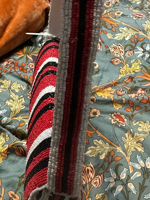 Beaded Polka Dot & Stripe Shoulder Bag in Red, Black & White - Image 2