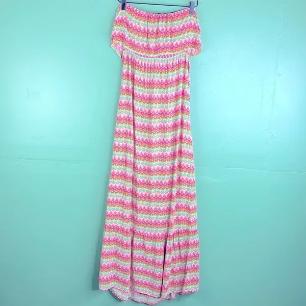 MOSSIMO Y2K Strapless Maxi Dress Boho colorful size Medium - Image 6