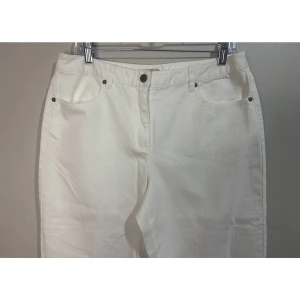 Talbots Capri Pants Womens 12P White Good‎ Snap Hem Stretch Denim Cropped Jeans - Image 4