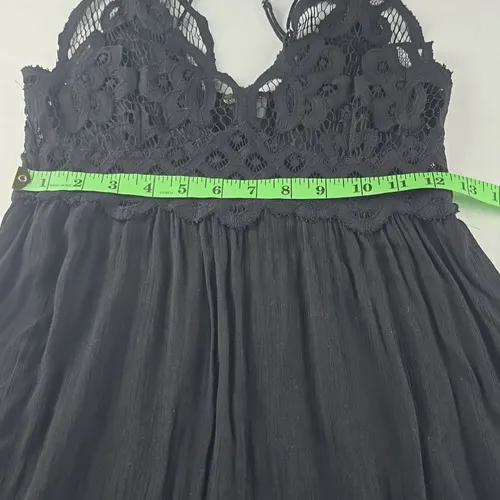 Free People -1211 Women's One Adella‎ Slip Lace Dress in Black Size Small - Image 12