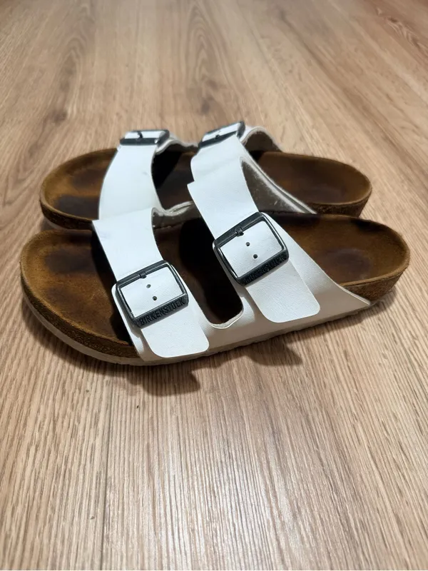 Birkenstock Arizona White Birko-Flor Sandals EU 39 Women's 8 Men's 6 Two Strap - Image 3