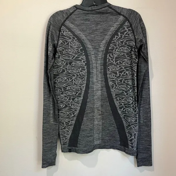 Lululemon Rest Less Pullover Gray Heathered‎ Black Seamless Long Sleeve M/L - Image 3