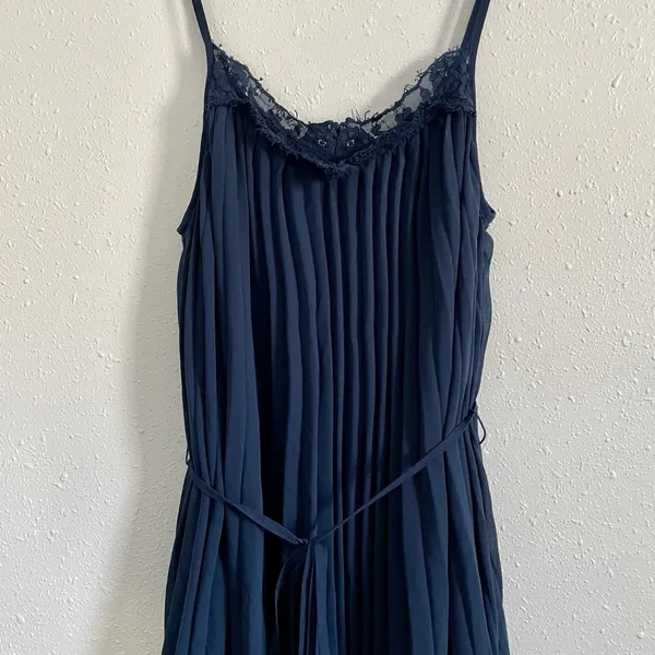LULU’S In Celebration Navy Blue Pleated Midi Dress - Image 5