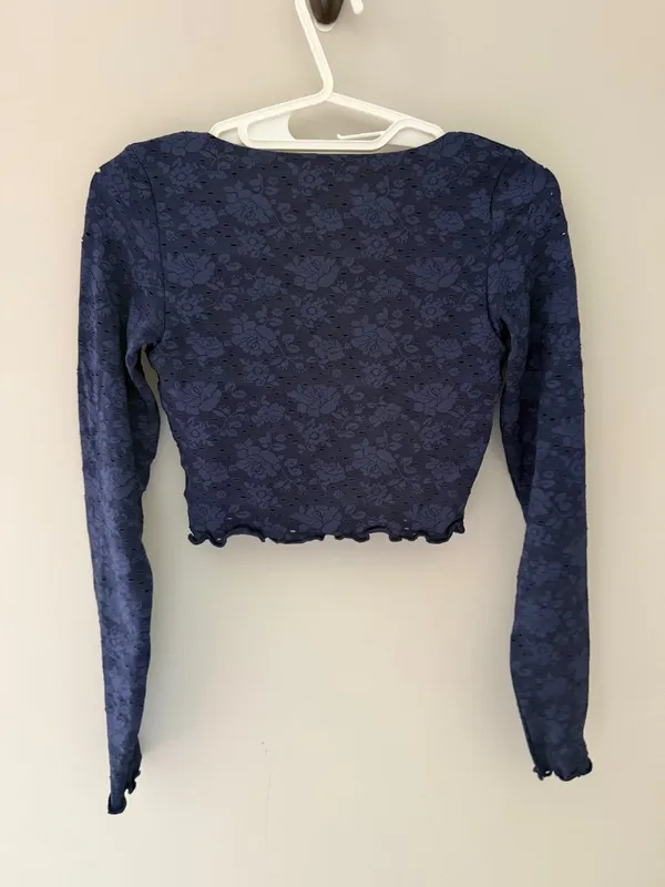 OFFLINE by Aerie Real Me Lace Long Sleeve Bra Top Navy Women’s XS - Image 8