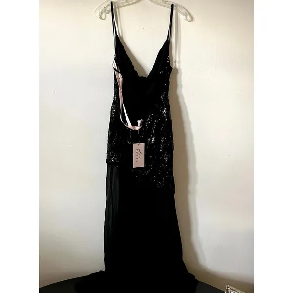 Oh Polly Amarelle Embellished Sweetheart-Neck Backless Gown in Black size 0 New - Image 6