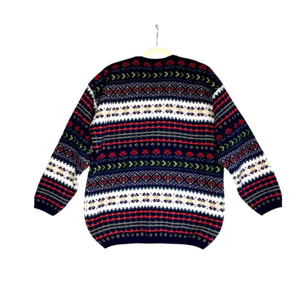 EDINBURGH Lambswool Cardigan Sz M VTG 80's Oversize Holiday Cozy Made Scotland - Image 4