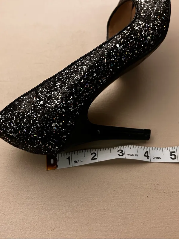 Heels Black Glitter Peep-Toe Kitten 8 M Kelly & Katie - Image 3