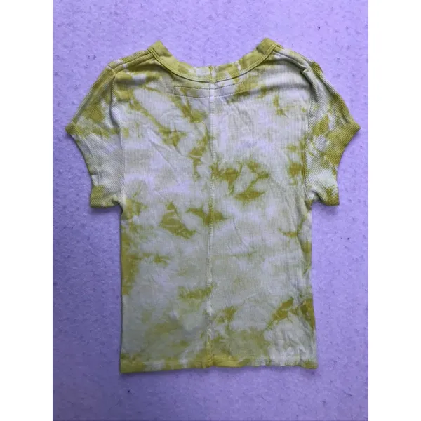 Enza Costa Ribbed T-Shirt Womens Small Lime Ionic Tie Dye Silk Short Sleeve Top - Image 10