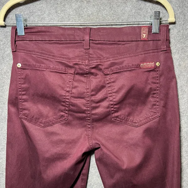 7 For‎ All Mankind b(air)Skinny Jeans Burgundy Wine Red Pants 27 Blair - Image 9