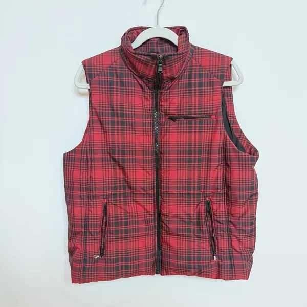 Lauren Ralph Lauren Red Black Plaid Puffer Vest XL Preppy‎ Quilted - Image 7