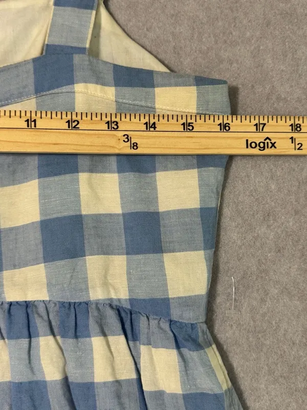 J. Crew Blue and White Gingham Check Button Down Sundress - Image 4