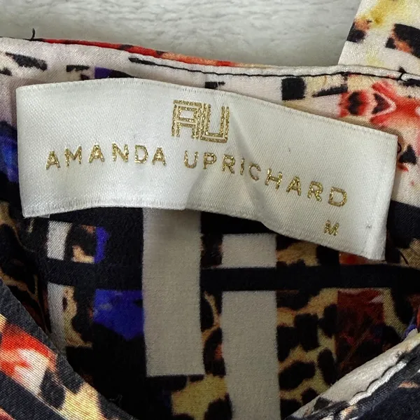 Amanda Uprichard Silk Mixed Print Fit and Flare Mini Dress Leopard Floral M - Image 2