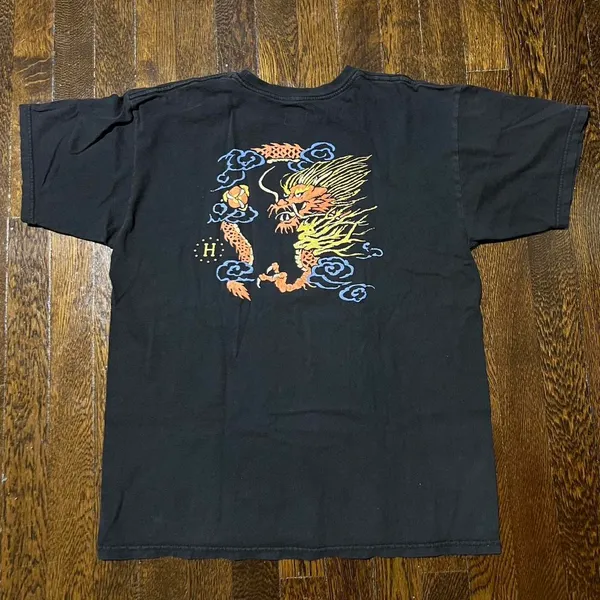 Huf Dragon Tee Shirt Black Size M - Image 2