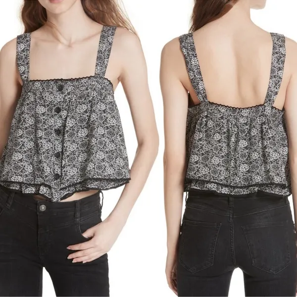 Free People Sweet Caroline Tank Blouse Size Small S Ruffle Dainty - Image 8