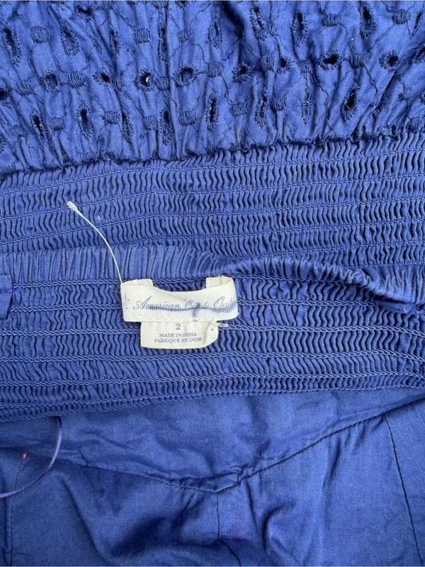 American Eagle Outfitters Strapless Eyelet Dress - Royal Blue - Image 3