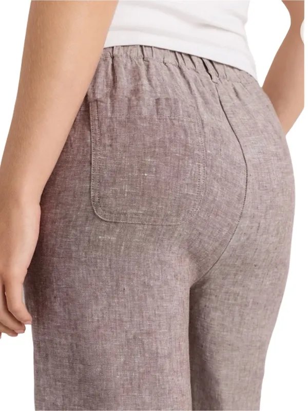 Quince NWT Women’s Size M Taupe Brown Chambray European Linen Straight Leg Pants - Image 5