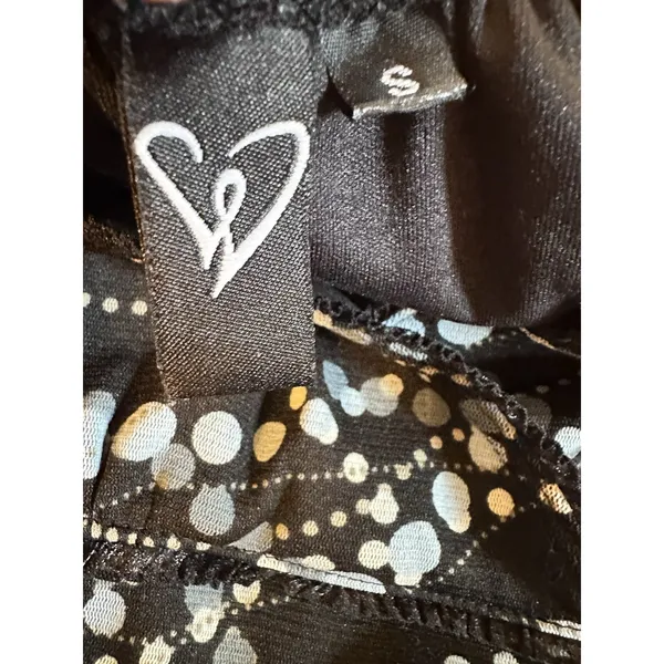 VTG Windsor Dress Mesh Polka Dot Midi Sz.Small Black Asymmetrical Hem Whimsigoth - Image 4