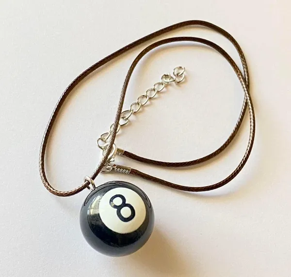 Handmade big 8 ball grunge funky unisex simple brown necklace🎲8️⃣🖤 - Image 2