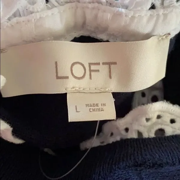 Loft Navy Blue & White Lace Ruffle Sweater Vest - Image 7