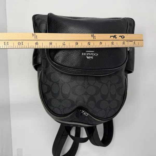 Coach Court Signature Canvas Pebble Leather Backpack Black Women One Size - Image 6