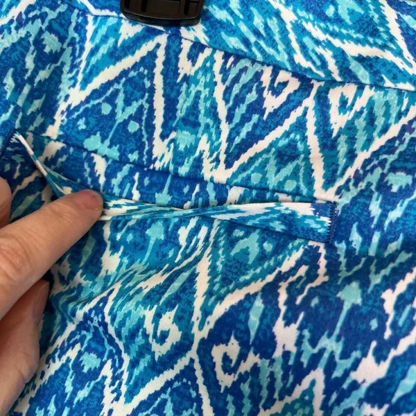 MICHAEL KORS Women’s Pants 14 Blue Ikat Print Straight Leg Stretch Zip Pockets‎ - Image 11