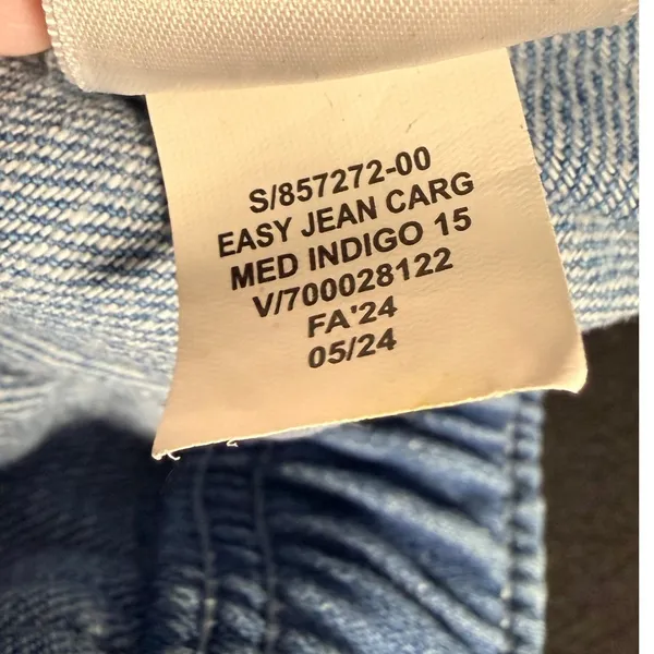 GAP Easy Jean Cargo Pants Large Petite Indigo Drawstring Utility Pockets - Image 6