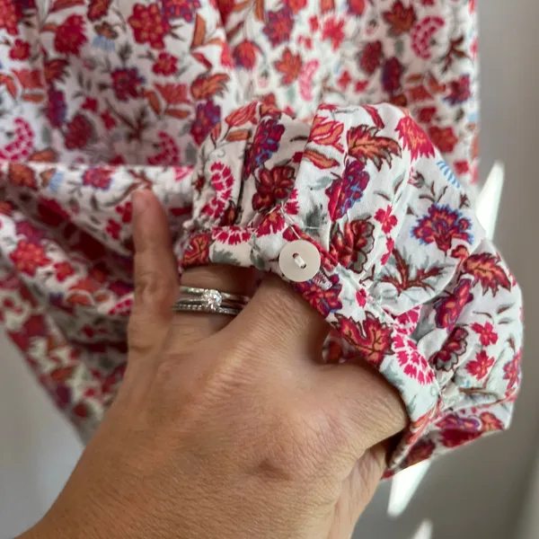 Universal Threads Red Ditzy Boho Peasant‎ Floral Blouse Sz Large - Image 7