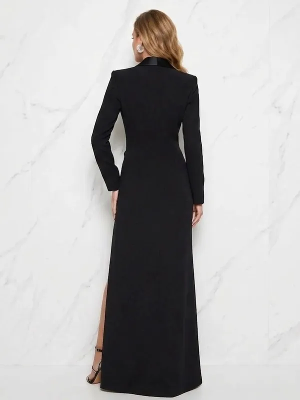 NWT BCBG MaxAzria Luciano Tuxedo Gown in Black Coat Jacket Dress 4 $498 - Image 3
