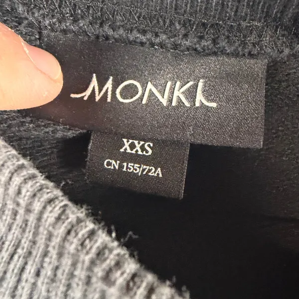 Monki Black Face Print Mock Neck Sweatshirt XXS Line Art Graphic Pullover - Image 7