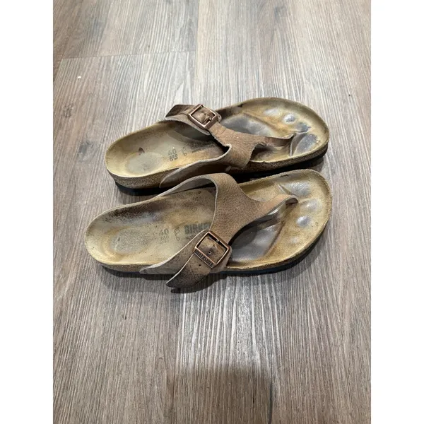 Birkenstock Gizeh Tobacco Brown Oiled Leather Thong Sandals Womens 40 L9 Regular - Image 3