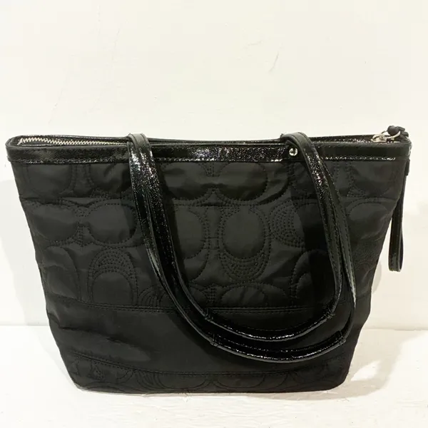 COACH Black STRIPE‎ STITCHED NYLON TOTE—E1276- F17668 - Image 7
