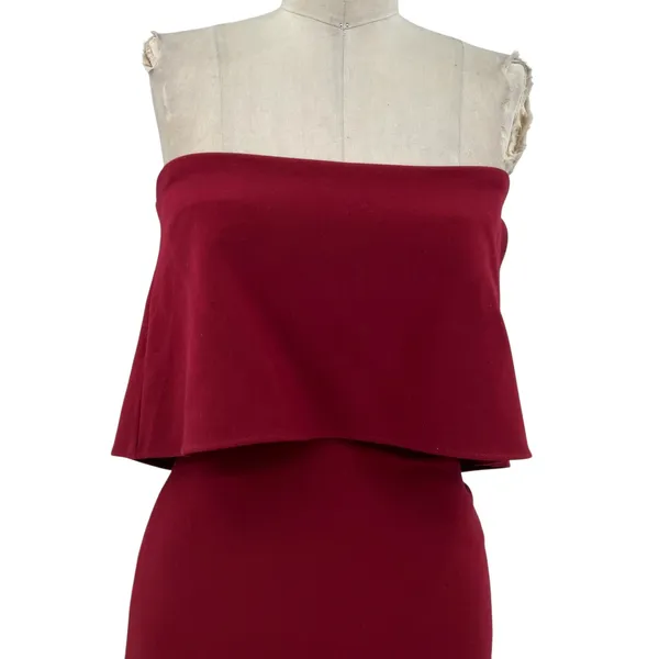 Likely Driggs Midi Dress Sheath Strapless Ruffle Burgundy Red Purple‎ Size 2 - Image 4