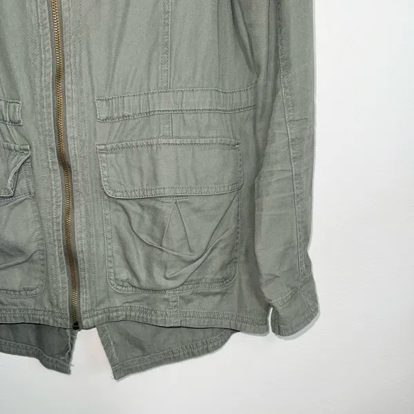 Maurices Anorak Jacket Solid Olive Green Hooded Utility Outdoors - Image 5