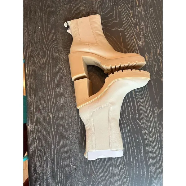 Dolce Vita Women's Ivory Leather Booties Size 10 Waterproof Chunky Heel - Image 6